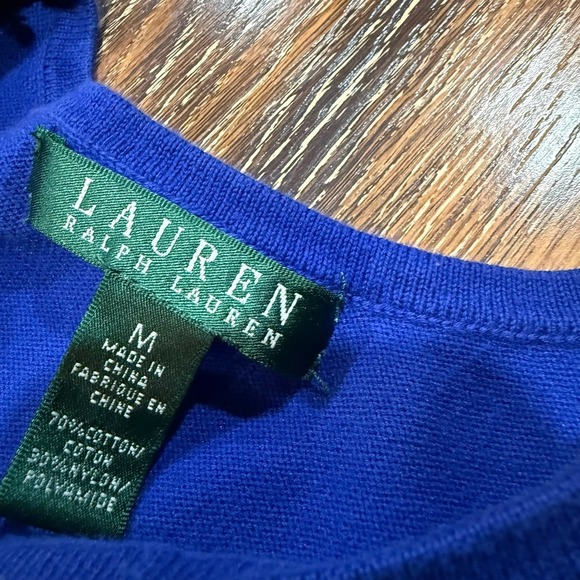 Ralph Lauren Women's Size M Blue Sweater Shirt Top Striped Y2K Vintage Zip - Picture 3 of 7